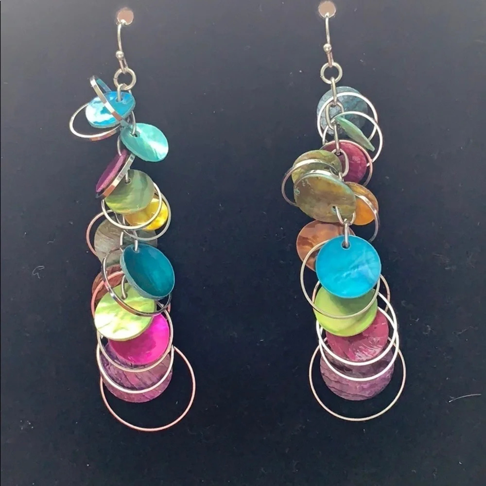 Multi-Color Circle Earrings - Picture 2 of 6